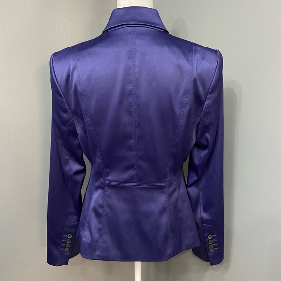 EXPRESS Design Studio Purple Thick Satin Fitted/Tailored One Button Blazer Sz 6 - Picture 4 of 17